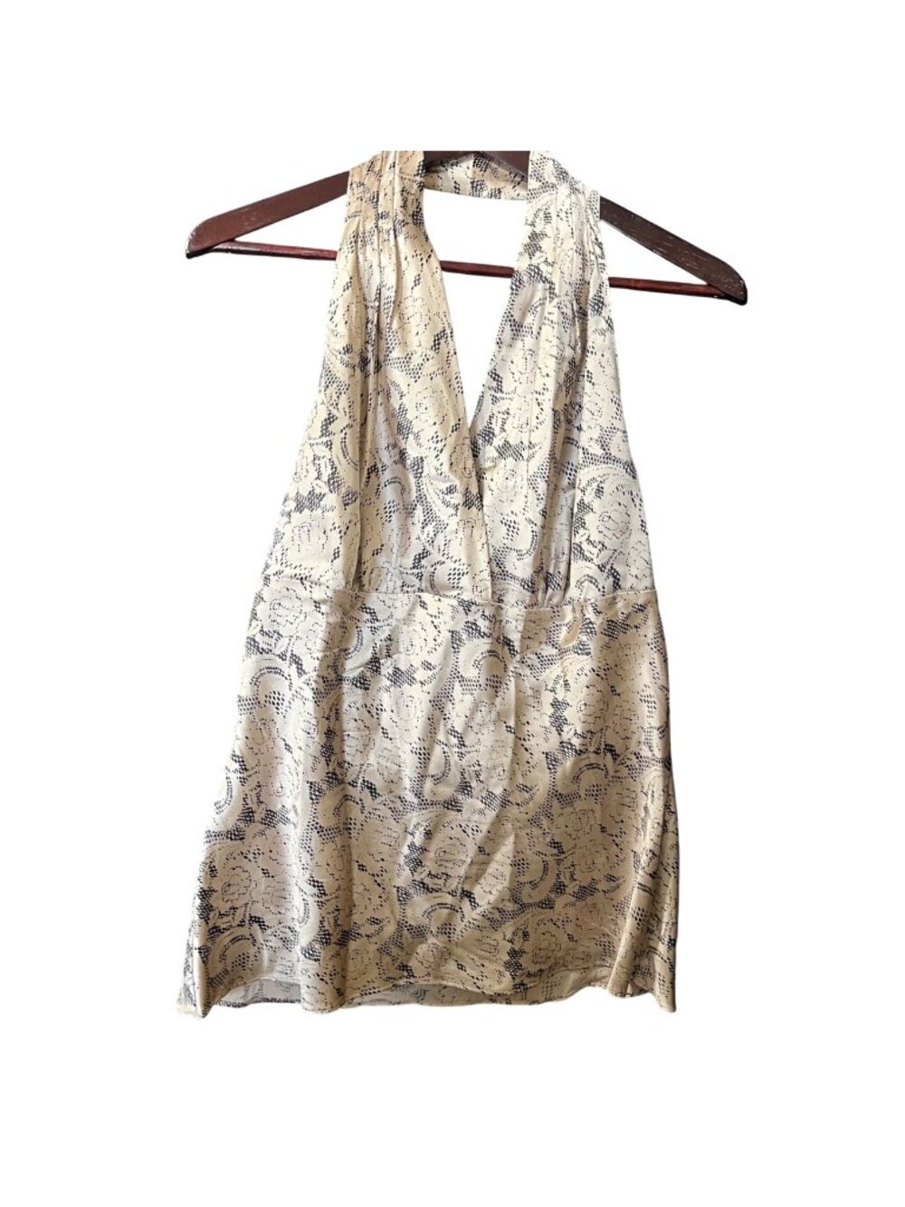 Express Silk Blend Snake Print Halter Top Women’s Large Beige Black